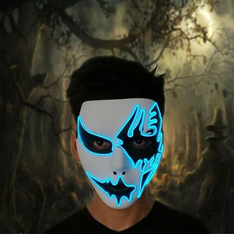 LED Light Ghost Mask EL Mask for Halloween Scary Cosplay Masquerade Dancing Party Luminous Mask3