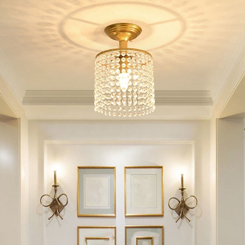 Crystal Chandelier Flush Ceiling Light  Raindrop Crystal Pendant Light Decoration for Bedroom Hallway Living Room 110-240V4