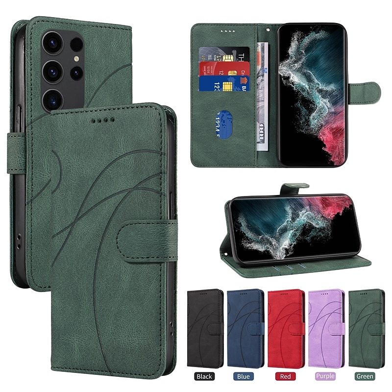 Phone Case For Samsung Galaxy S25 S23 S22 S21 FE S21 Ultra Plus A14 A23 A32 Wallet Case with Wrist Strap With Card Holder Kickstand Geometric Pattern TPU PU Leather