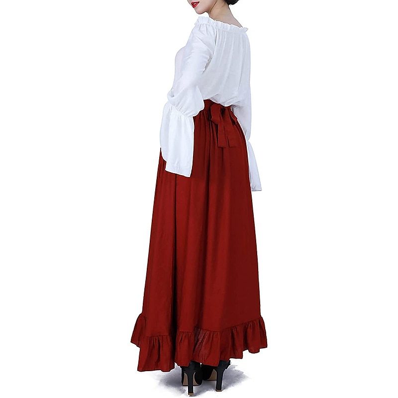 Retro Vintage Medieval Renaissance Dress Cosplay Costume Masquerade Flare Cuff Sleeve Cosplay Viking Elven Patchwork Fancy Dress Women's Celtic Pirate Fantasy Halloween Carnival Masquerade Carnival4