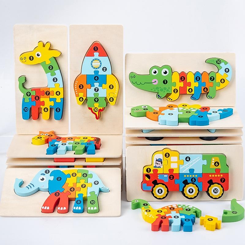 Wooden Early Education Cognition Children'S Educational Toys Building Wood Animal Transportation Shape Matching 3d Three-Dimensional Puzzle2