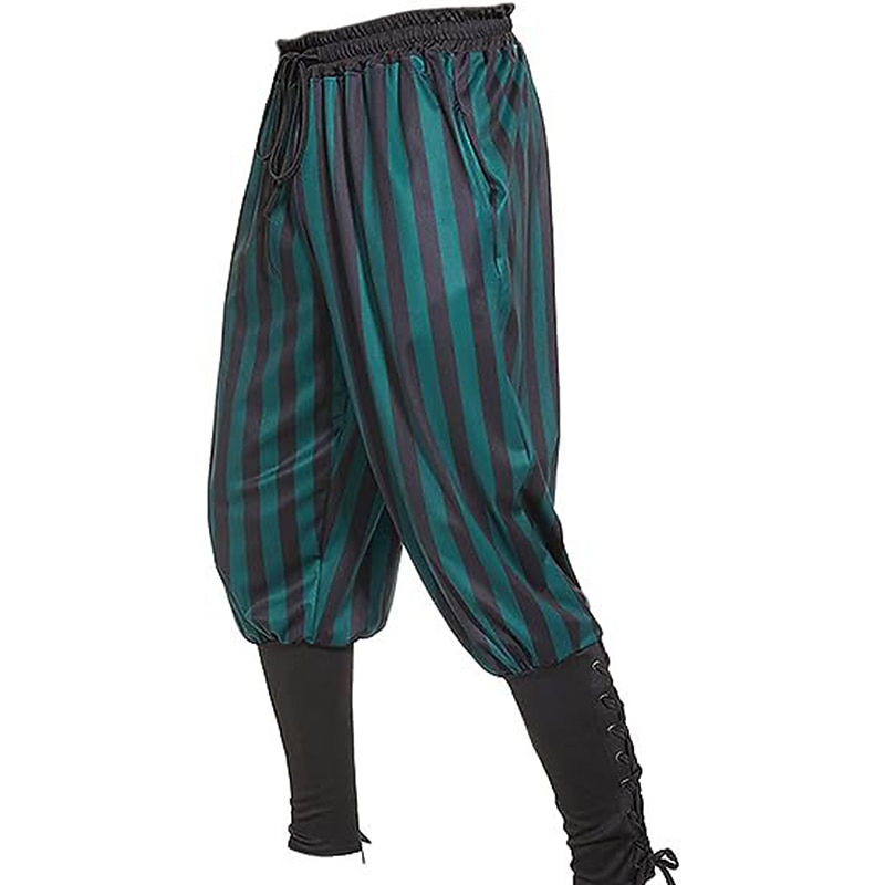 Retro Vintage Medieval 17th Century Pirate Pants Pirate Knight Ritter Viking Drawstring Stripes Fancy Dress Men's Pirate Halloween Carnival LARP Ren Faire Adults' Pants3