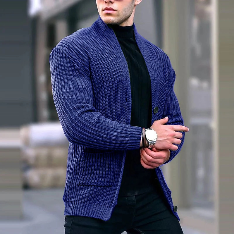 Men's Sweater Cropped Knitted Knit Long Knitted Solid / Plain Color Y Neck Traditional Casual Daily Clothing Apparel Bishop Sleeve Fall & Winter Black White M L XL2