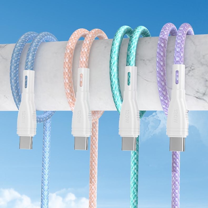 120W USB Type C To USB C Cable USB-C PD Fast Charging Charger Wire Cord For Macbook Samsung Xiaomi Huawei Type-C USB C Cable2