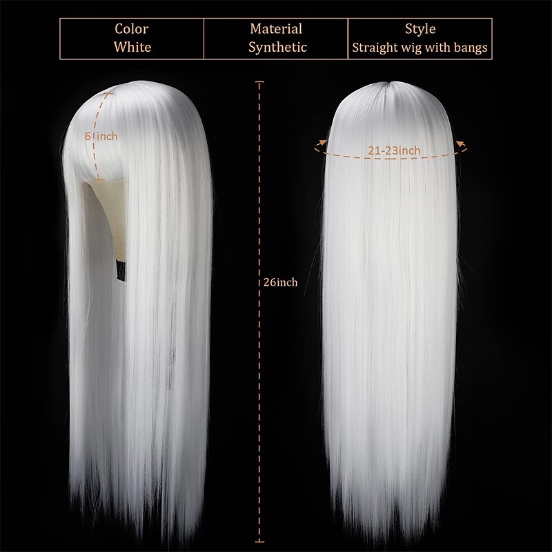 White Wig Straight White Wigs for Women Synthetic Colorful Platinum White Wigs Cosplay2
