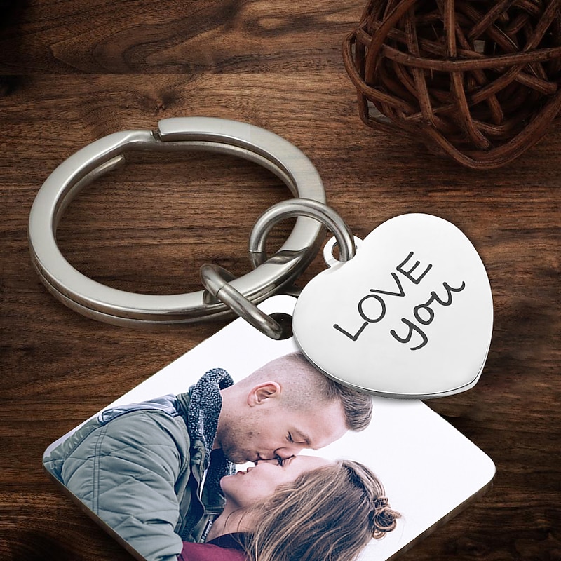 Personalized  Engraved Color Printed Keychain, Customized Photos Stainless Steel Keychain Double Sided, Anniversary Gift Couple Birthday Gift women/men Personalized Valentine Gift Custom Made2