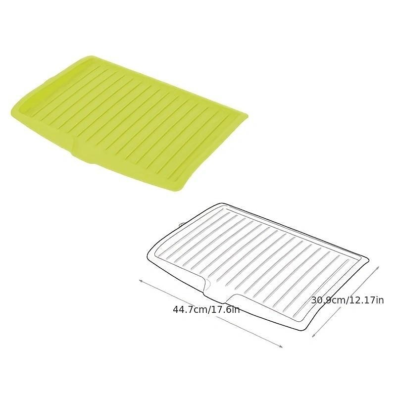 Plastic Dish Drainer Board, Large White Draining Tray with Side Drop Slope Diversion, Water Drain Board Drying Plate Dish Strainer Mat with Non-Slip Base for Bowl Cup Kitchenware3