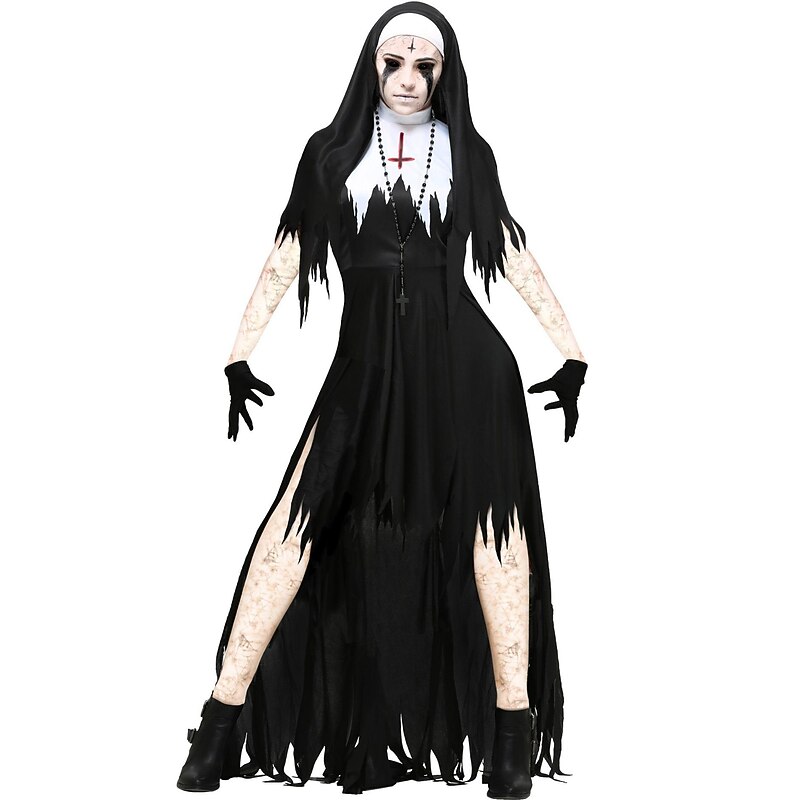 Valak Halloween Cosplay Costume The Nun Cosplay Adults' Women's Carnival Masquerade Mardi Gras Party / Evening Easy Halloween Costumes Dress Up2