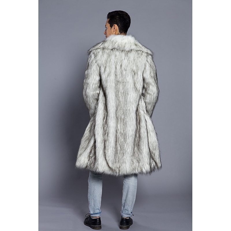 Men's Winter Coat Winter Jacket Fur Coat Daily Wear Vacation Soft Outdoor Pocket Winter Pure Color Warm Ups Comfort Lapel Black White Brown Light Grey Dark Coffee Jacket3