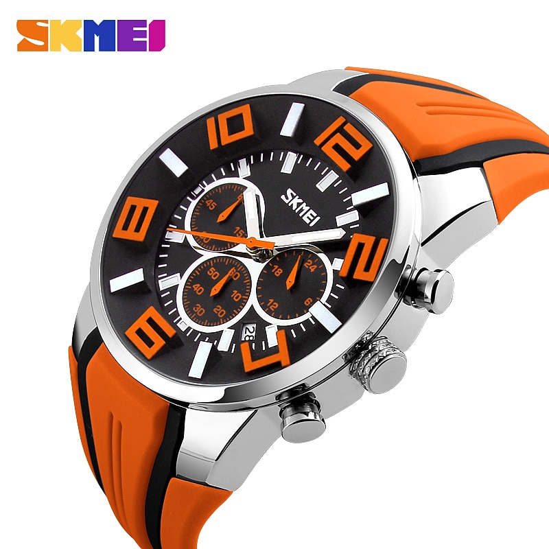 Mens Skmei Stop Watch Luxury Watches Silicone Strap Casual Watches For Men Waterproof Quartz 9128 Clock2