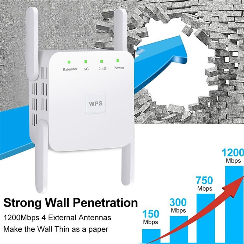 5Ghz WiFi Repeater Wireless Wifi Extender 1200Mbps Wi-Fi Amplifier 802.11N Long Range Wifi Signal Booster 2.4G Wifi Repiter4