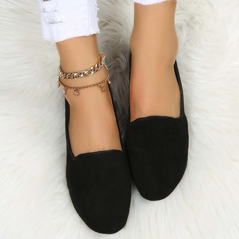 Women's Flats Ballerina Plus Size Soft Shoes Walking Solid Color Flat Heel Round Toe Casual Comfort Minimalism PU Wine Black Red4