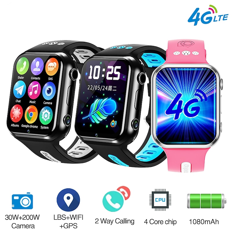696 W5PRO Smart Watch 1.83 inch Kids Smartwatch Phone Bluetooth 4G Pedometer Call Reminder Alarm Clock Compatible with Android iOS Kid's GPS Hands-Free Calls with Camera IP 67 41mm Watch Case