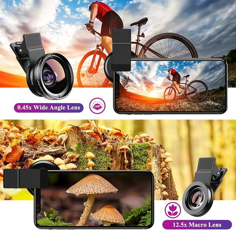 Phone Lens kit 0.45x Super Wide Angle & 12.5x Macro Micro Lens HD Camera Lentes for iPhone 6S 7 Xiaomi more cellphones2