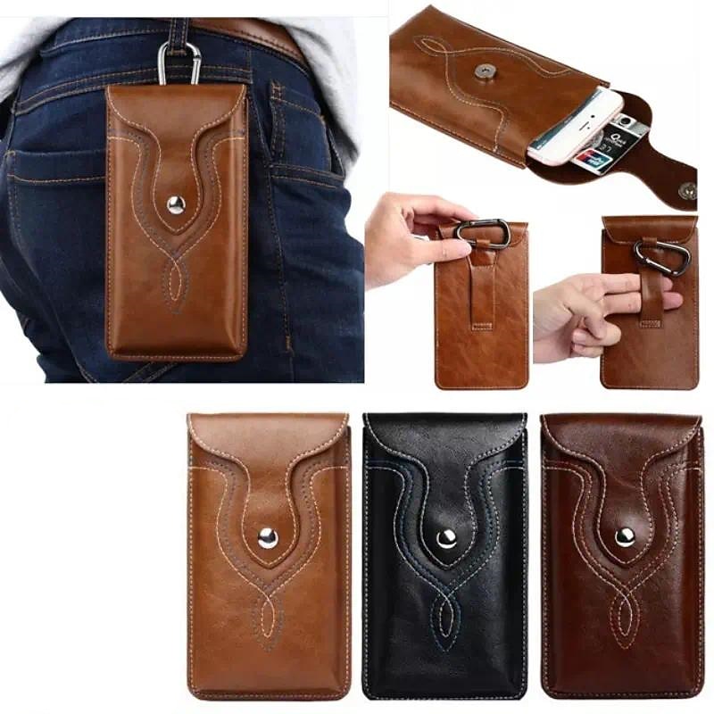 1pc PU Leather Universal Vertical Leather Phone Pouch Belt Clip Holster Waist Bag Case Cover