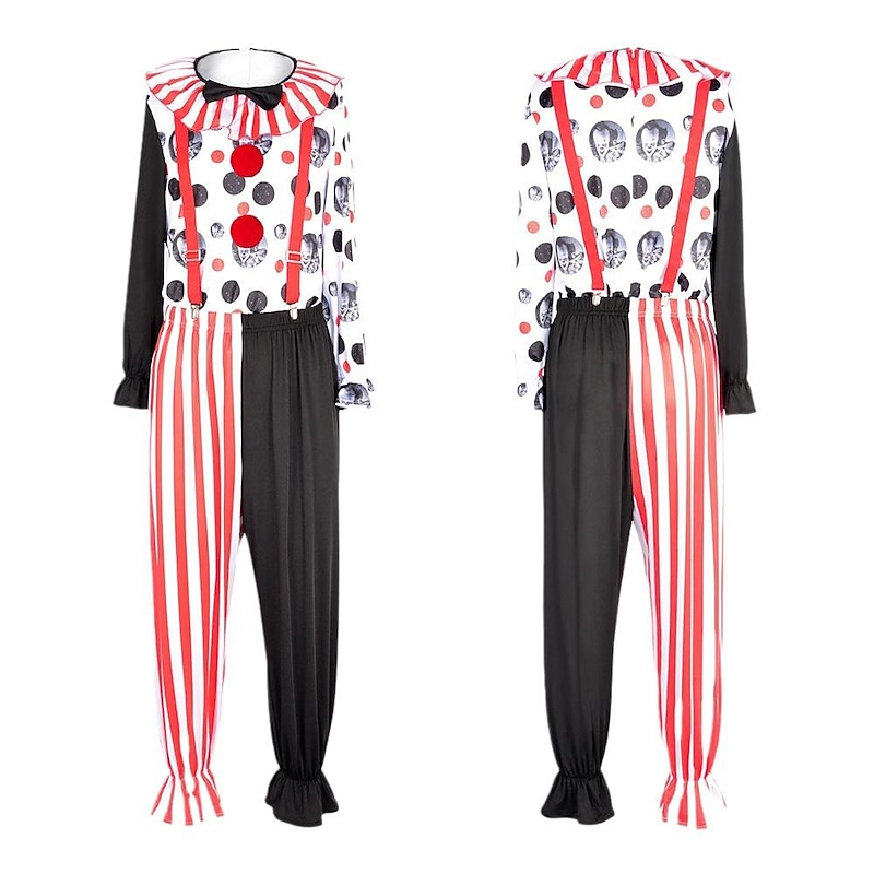 Burlesque Clown Halloween Outfits Jumpsuit Carnival Costume Cosplay Funny Kid's Adults' Unisex Carnival Performance Stage Festival Easy Halloween Costumes Dress Up4