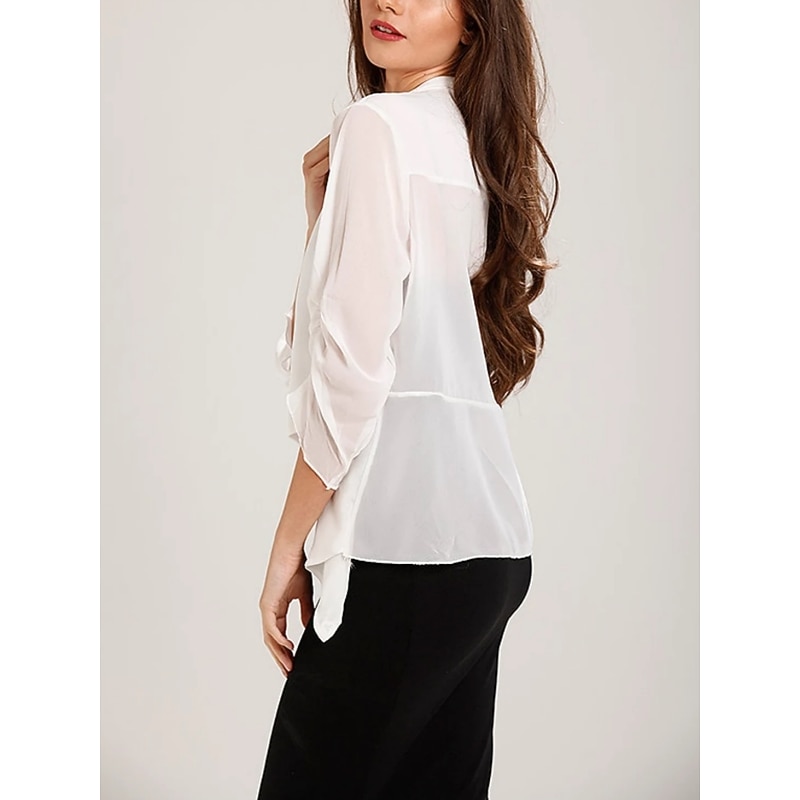 Shawls Women's Wrap Bolero Mother's Wraps Elegant Pure 3/4 Length Sleeve Chiffon Wedding Wraps With Pure Color For Wedding Guest Fall3