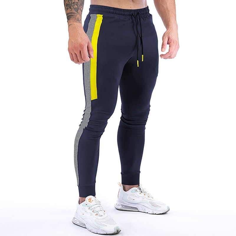 Men's Athletic Pants Sweatpants Joggers Trousers Pocket Drawstring Elastic Waist Stripe Comfort Breathable Outdoor Daily Going out Fashion Casual Black Dark Blue3