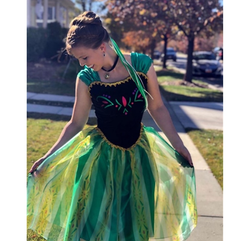 Frozen Fairytale Princess Anna Flower Girl Dress Theme Party Costume Tulle Dresses Cosplay Movie Cosplay for Women's Adults' Carnival Masquerade Bachelorette Party4