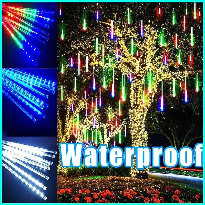 Solar Meteor Rain Light 30cm x 10 Tubes Outdoor Waterproof Starry Lights Festival Street String Lights Garden Hanging Tree Light Christmas Decoration3
