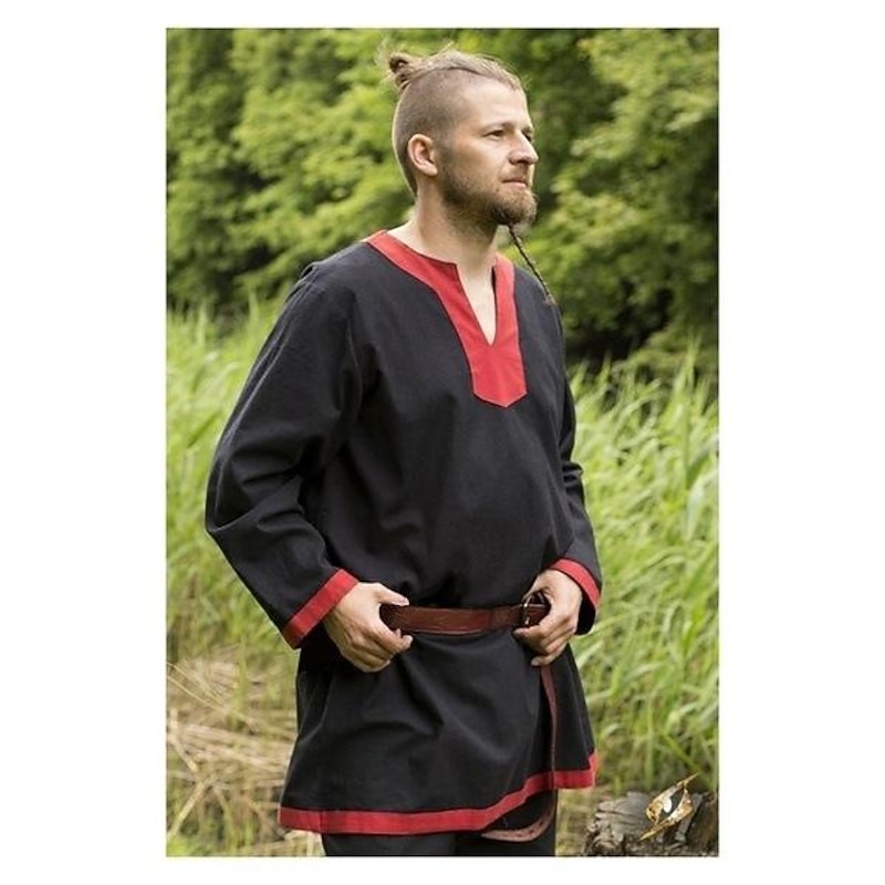 Retro Vintage Medieval Renaissance Blouse / Shirt Tunic Pirate Warrior Knight Ritter Solid Color Fancy Dress Men's Viking Fantasy Halloween Carnival Masquerade Halloween Masquerade LARP Adults' Shirt3