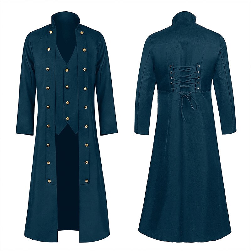 Retro Vintage Medieval 18th Century Tuxedo Tailcoat Vampire Knight Ritter Solid Color Fancy Dress Men's Steampunk Carnival Masquerade Party Party / Evening Adults' Coat4