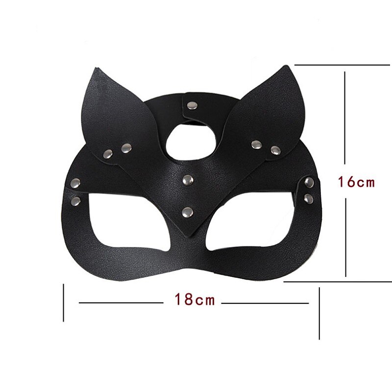 Feminine Sexy Half Face Fox Role-playing Cat Skin Mask Rivet Punk Collar Halloween Party Makeup Ball Fancy Mask PU Skin Fox Mask Nightclub Party Makeup Ball Men And Women Mask Eye Mask Fun4
