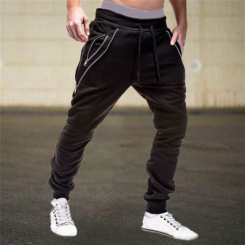 Men's Sweatpants Joggers Trousers Drawstring Elastic Waist Elastic Cuff Plain Comfort Breathable Casual Daily Holiday Sports Fashion Black Light Grey3