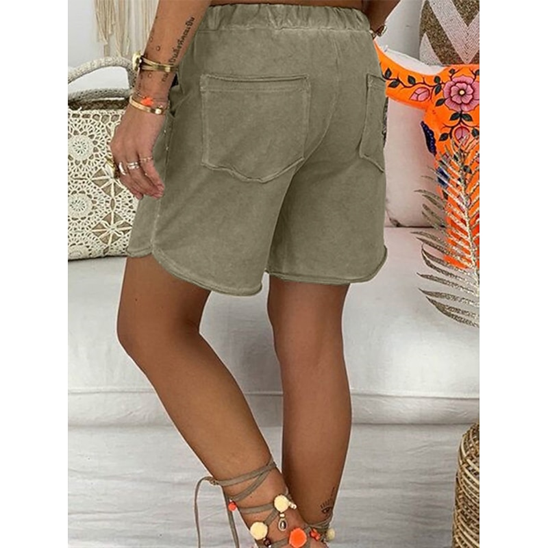 Women's Shorts Bermuda shorts Fashion Short Plain Drawstring Side Pockets Comfort Micro-elastic Vacation Beach Black White Khaki Regular Fit