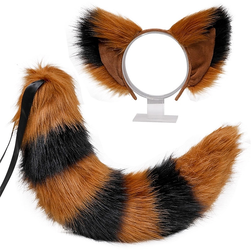 Plush Beast Ears KC Headwear cosplay Tail Accessories Handmade Fox Ears Hair Hoops Fox Tail Set3