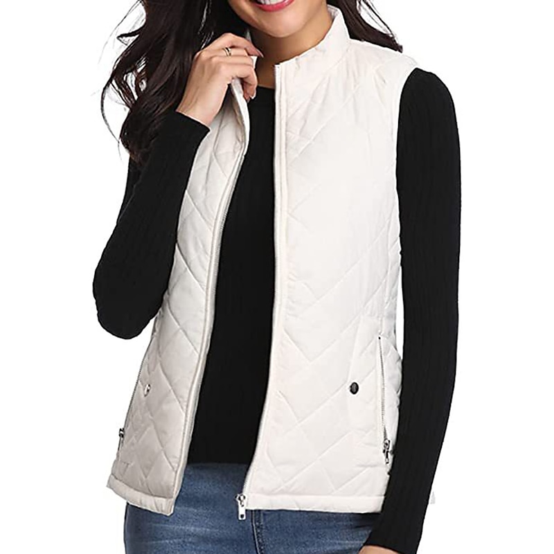 Women's Hiking Vest Sleeveless Top Outdoor Thermal Warm Quick Dry Zipper Pocket Soft Winter Zipper Pocket Sporty Dark Grey Black White Hunting Fishing Climbing3