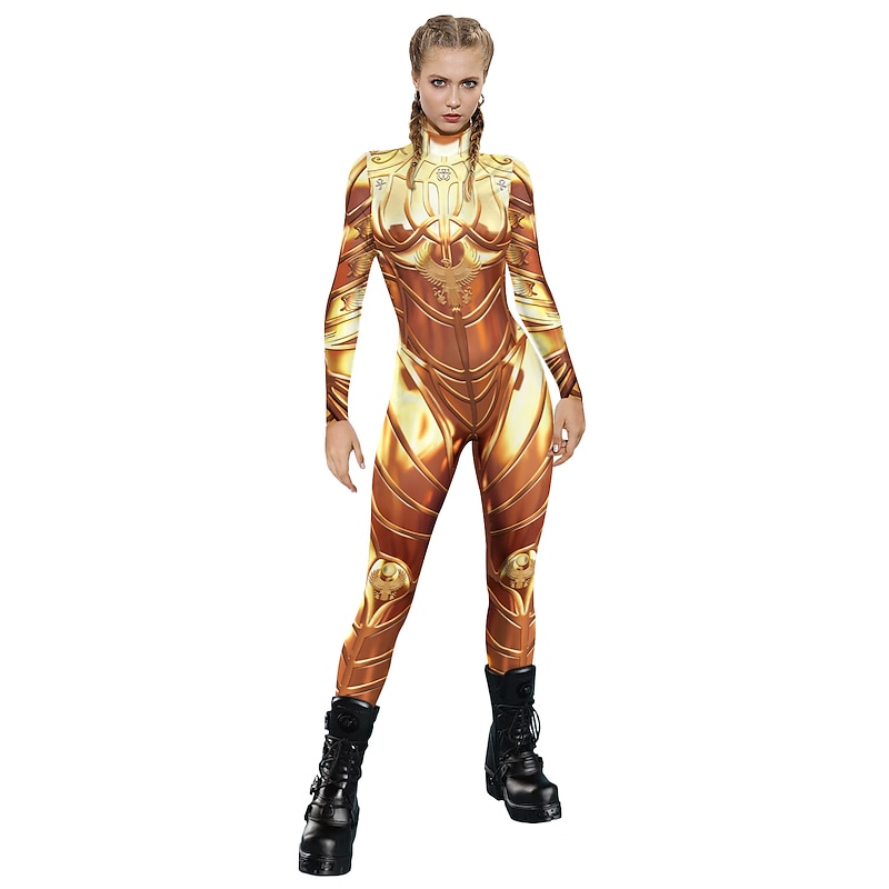 Super Heroes Halloween Zentai Suits Cosplay Costume Catsuit Carnival Costume Full Body Suit Glossy Adults' Women's Halloween Carnival Mardi Gras Party Easy Halloween Costumes Dress Up