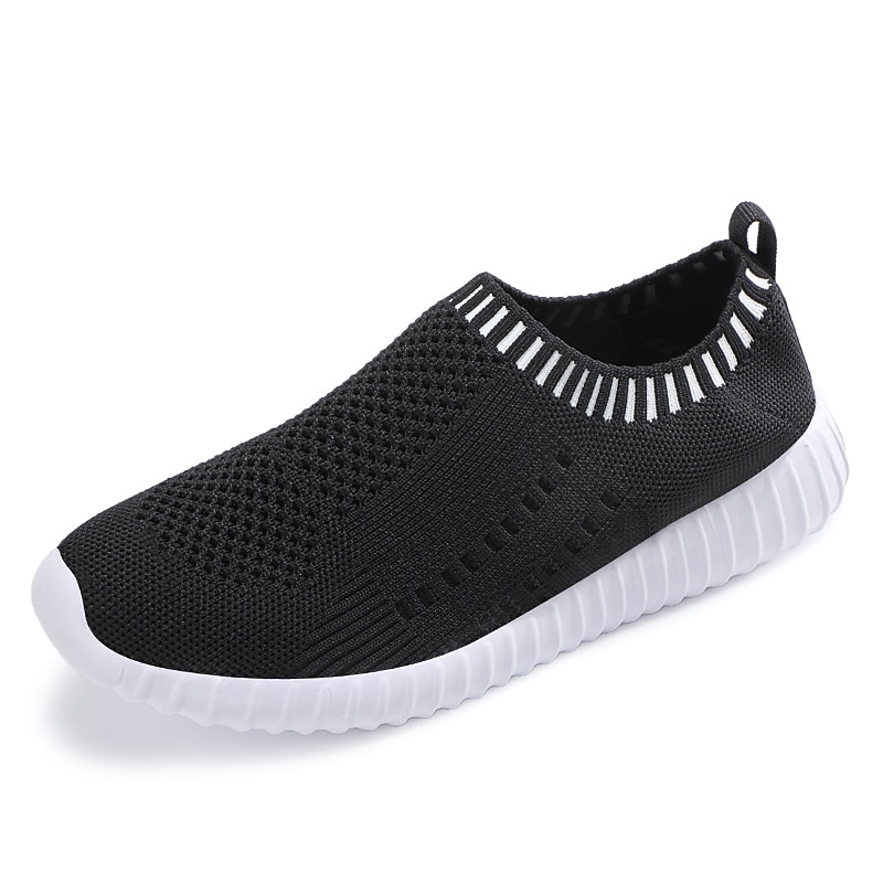 Women's Black Slip-On Sneakers – Breathable Mesh Casual Walking Shoes with Cushioned Sole for Everyday Comfort3