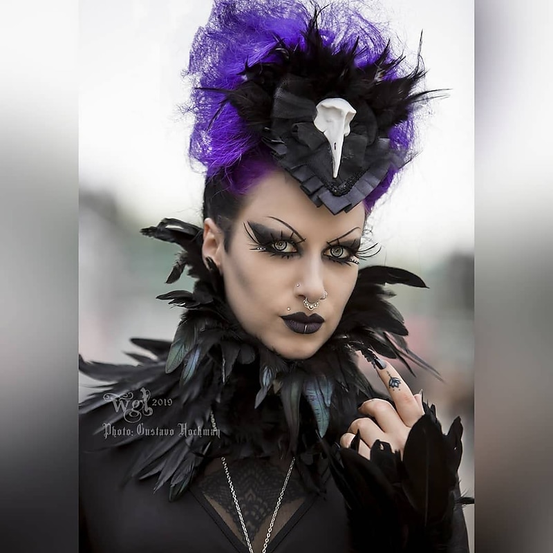 Punk & Gothic Choker Feather Collar Witch Maleficent Drag Queen Fancy Dress Unisex Fantasy Walpurgis Night Halloween Carnival Performance Pride Parade Pride Month Adults' Necklace All Seasons2