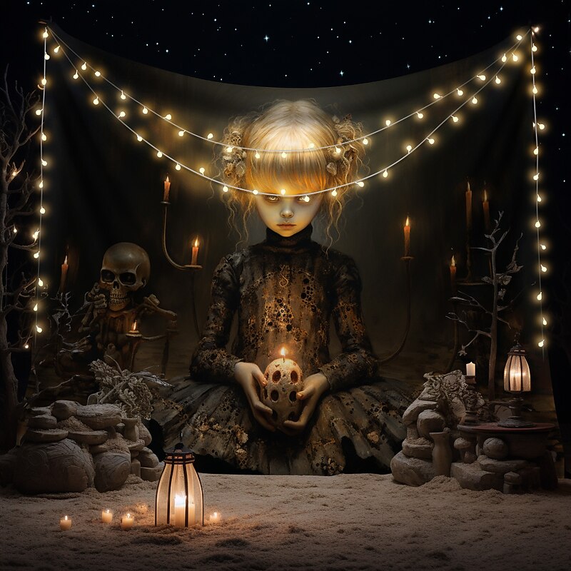 Halloween Horror Skull Hanging Tapestry Wall Art Large Tapestry Mural Decor Photograph Backdrop Blanket Curtain Home Bedroom Living Room Decoration Halloween Decorations4