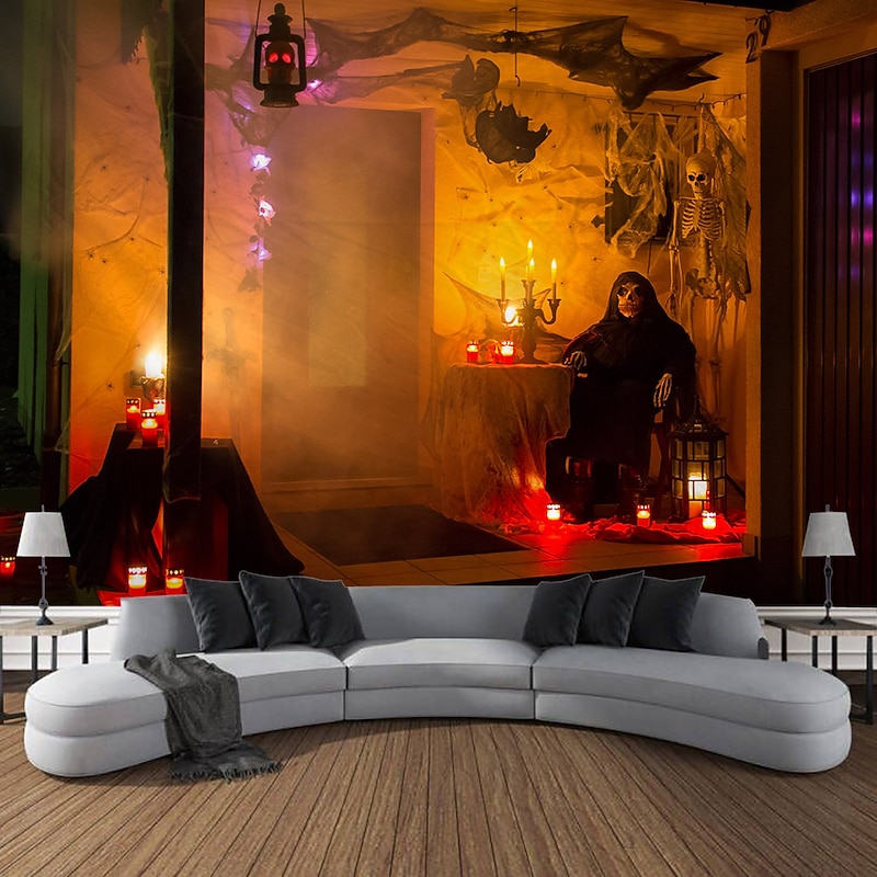 Halloween Decorations Ghost Hanging Tapestry Wall Art Large Tapestry Mural Decor Photograph Backdrop Blanket Curtain Home Bedroom Living Room Decoration Haunted House