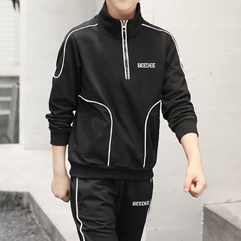 2 Pieces Sets Kids Boys Tracksuits Outfit Letter Stripe Long Sleeve Zipper Set Sports Daily Fall Winter 7-13 Years White4