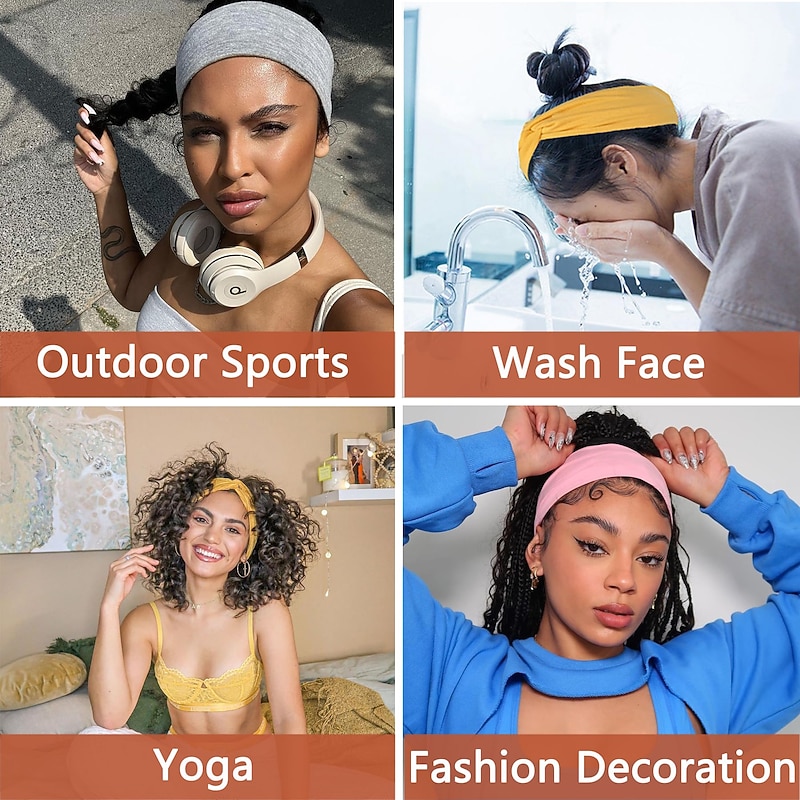 1PC Women's Headbands Twisted Cross Elastic Headbands Yoga Running Workout Headbands Non-Slip Sweat Soft Headbands Solid Color Simple Versatile Hair Accessory Headbands4