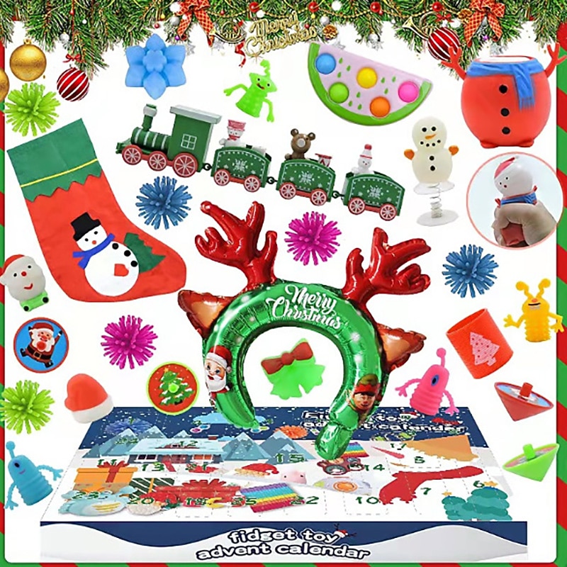 Christmas Calendar Countdown Blind Box Hand Tear Box Pinch Lele DIY Decompression and Release Set for Christmas Gifts