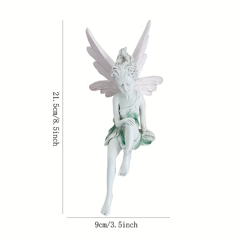 1pc Fairy Statue Garden Decoration Fairy Genie Statue Resin Crafts Flower Fairy Garden Decoration2