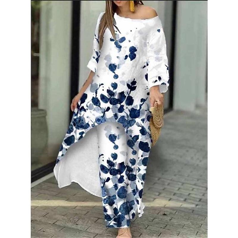 Women's Elegant Fashion Streetwear Shirt Pants Sets Pants Trousers Long Sleeve Round Neck Floral Butterfly Print Casual Holiday White Yellow Red Fall & Winter Regular Fit4