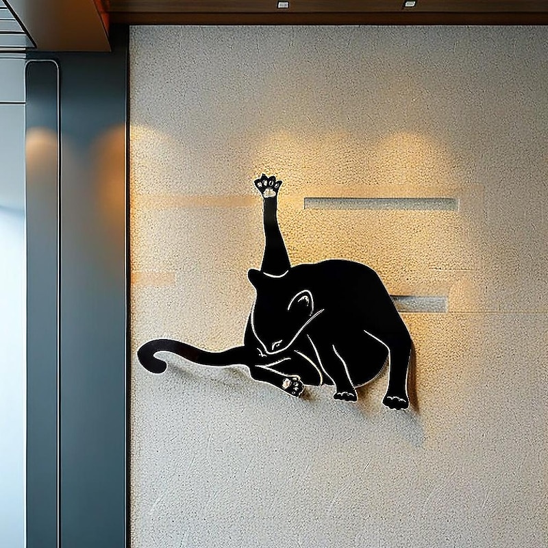 Moon Cat Metal Wall Decor Metal Wall Art Cat Ornament Home Bedroom Living Room Window Decoration2
