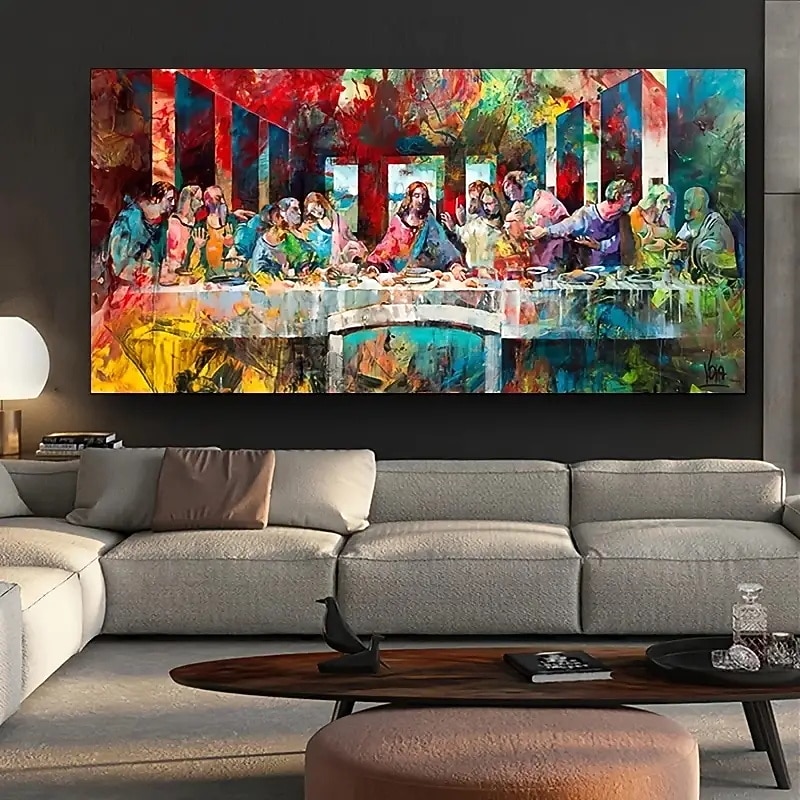 1pc Modern Artistic Graffiti Painting of 'The Last Supper' - Home Decor Wall Art for Corridor Porch or Any Room3