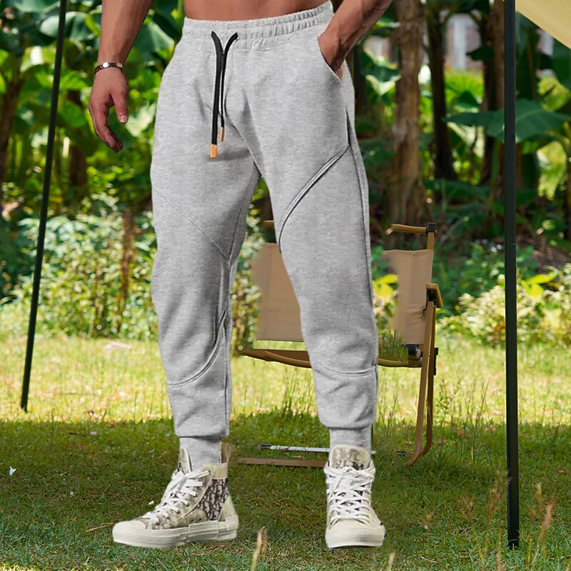 Men's Active Pants Sweatpants Joggers Trousers Drawstring Elastic Waist Color Block Comfort Soft Casual Daily Holiday Sports Fashion Black Light Grey