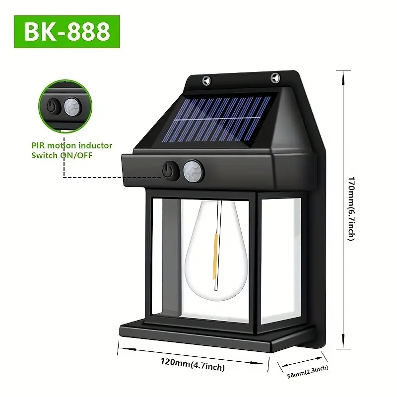 LED Solar Wall Light Motion Sensor Garden Light Dusk To Dawn Outdoor Lighting IP65 Waterproof Black And White Double Color Garden Landscape Christmas Decoration Warm Light2
