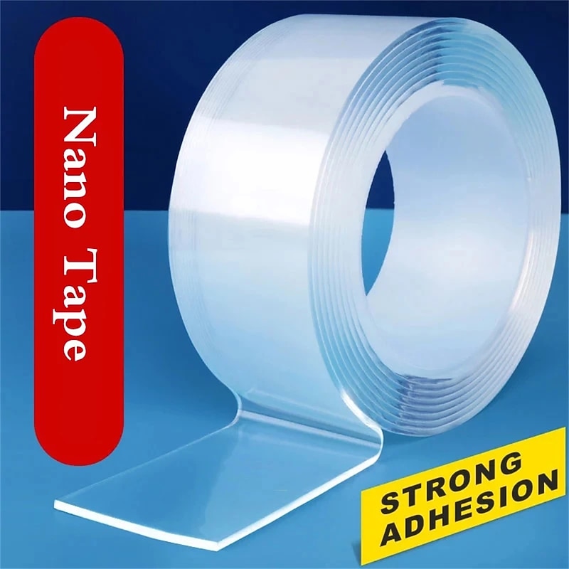 1 Roll 5M  2/3/5cm Width Transparent Double Sided Tape Nano Self-Adhesive Tape No Trace Reusable Tape Glue Sticker for Car Kitchen Bathroom
