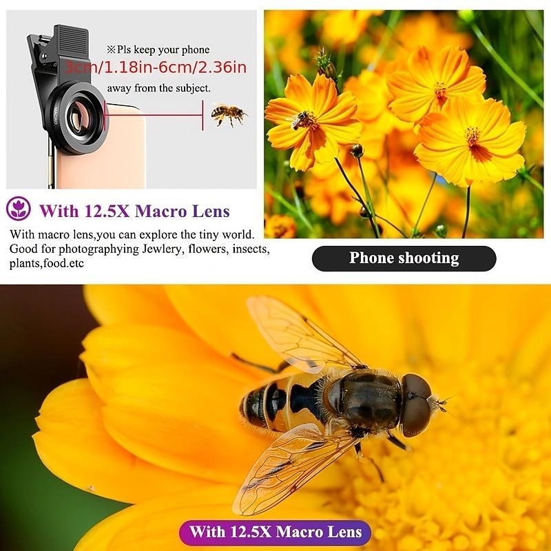 Phone Lens kit 0.45x Super Wide Angle & 12.5x Macro Micro Lens HD Camera Lentes for iPhone 6S 7 Xiaomi more cellphones4