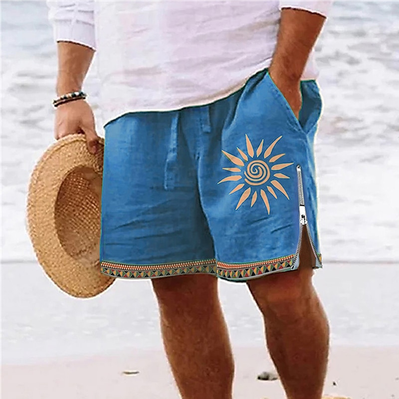 Men's Sun Graphic Prints Swim Trunks Swim Shorts Board Shorts Mid Waist Streetwear Hawaiian Designer Casual Daily Holiday Zipper Pocket Elastic Waist Designer Clothing Apparel4