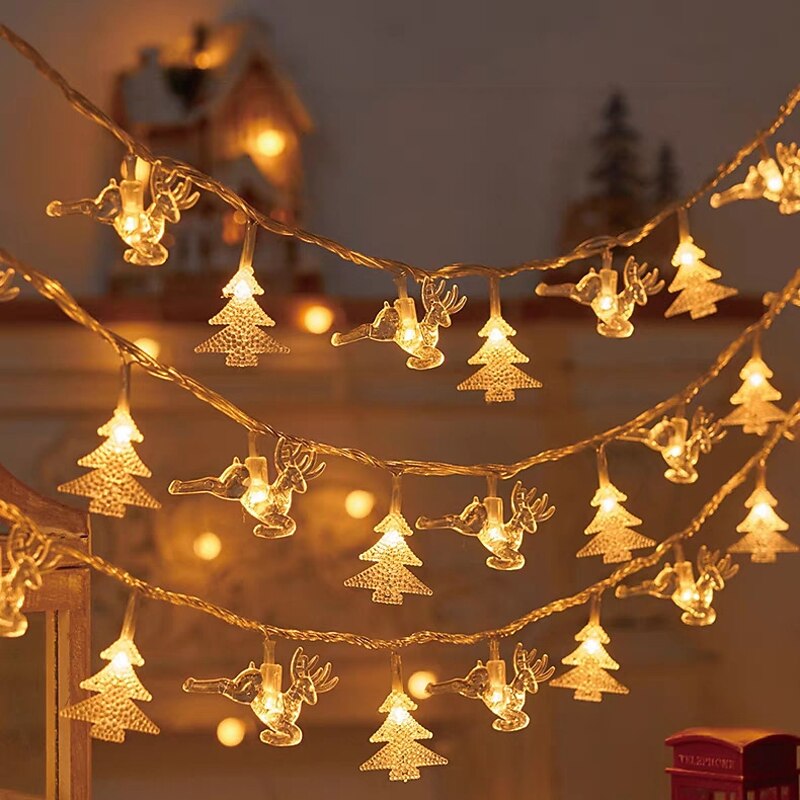 LED Christmas Elk Snowflake Fairy String Lights 6m 3m 1.5m Christmas Tree Star Lights New Year Christmas Party Holiday Home Garden Decoration Hanging Lights2