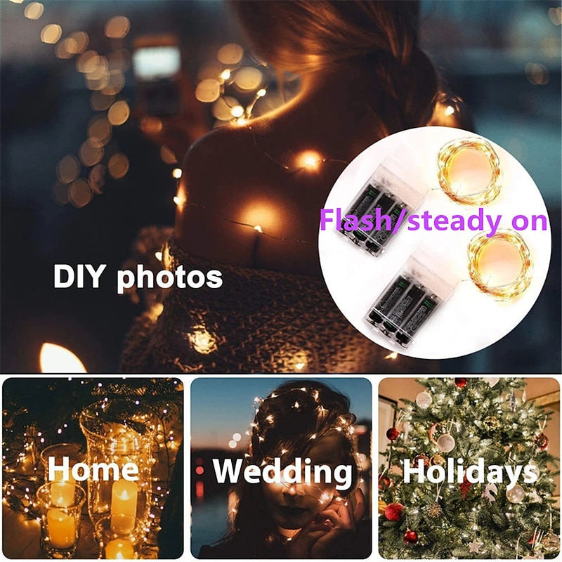 Elegant Wedding Reception Party LED String Lights USB/Battery Powered Copper Wire Fairy Lights Garland for Party Wedding Christmas Lights Decor4